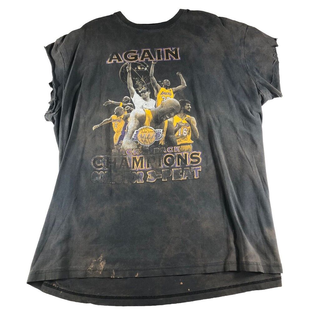 Lakers Back 2 Back Champions 2009-2010 Kobe Bryant T-Shirt Men's XL THRASHED